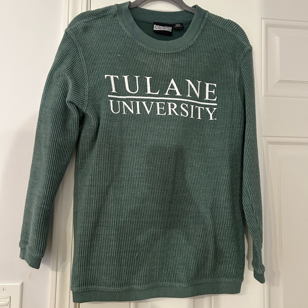 Green Tulane University Corded crewneck